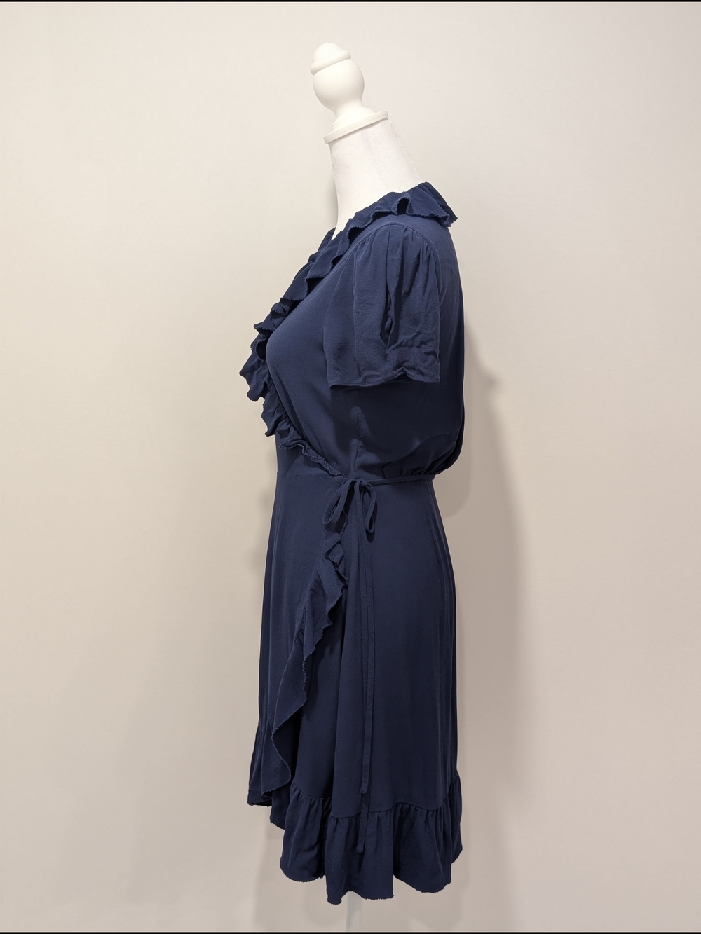 Sunday Best Ruffle Wrap Mini Dress - Navy - Picture 4 of 11